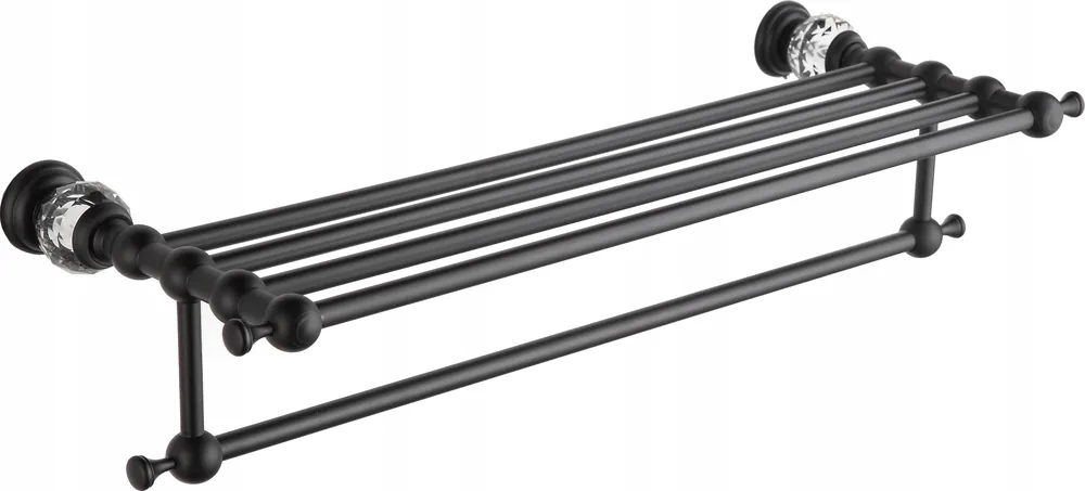 Koupelnový podélný věšák na ručníky s policí MEXEN ESTELA - černý matný, 7011520-70 Originální