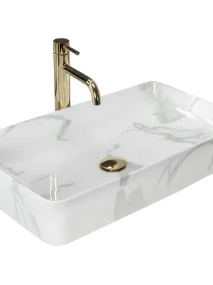 Finální Výprodej Keramické umyvadlo MAXMAX Rea DENIS - dekor mramoru - šedé lesklé