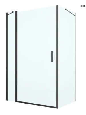 Speciální Cena Oltens Verdal sprchový kout 120x90 cm, obdélníkový, dveře se zástěnou, matná černá/průhledné sklo, 20213300