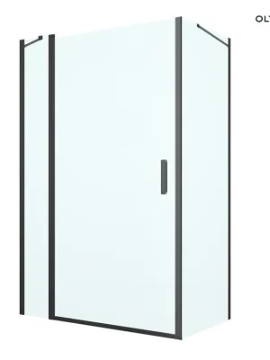 Oltens Verdal sprchový kout 120x80 cm, obdélníkový, dveře se zástěnou, matná černá/průhledné sklo, 20210300 Sezónní Sleva