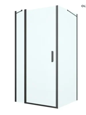 Doprava Zdarma Oltens Verdal sprchový kout 100x100 cm, čtvercový, dveře se zástěnou, matná černá/průhledné sklo 20012300
