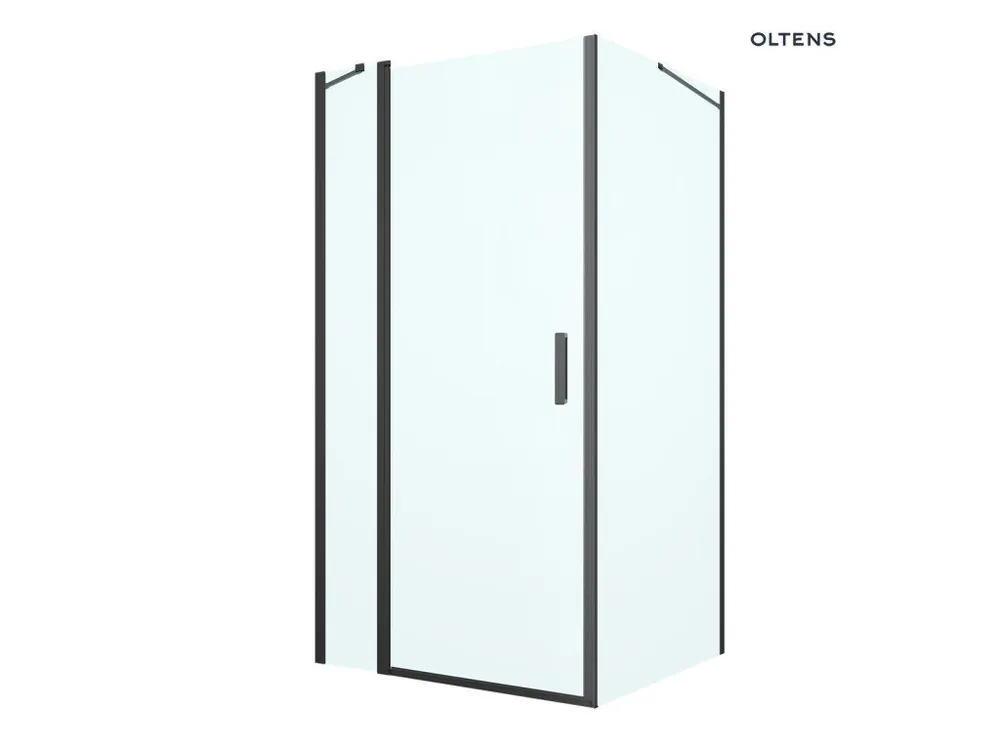 Doprava Zdarma Oltens Verdal sprchový kout 100x100 cm, čtvercový, dveře se zástěnou, matná černá/průhledné sklo 20012300