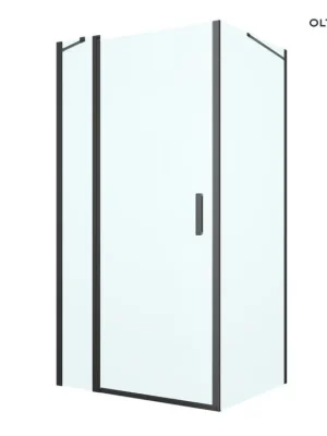 Oltens Verdal sprchový kout 100x90 cm, obdélníkový, dveře se zástěnou, matná černá/průhledné sklo, 20211300 Koupit Online