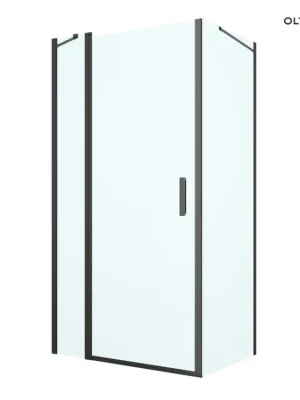 Oltens Verdal sprchový kout 100 x 80 cm, obdélníkový, dveře se zástěnou, matná černá/průhledné sklo, 20209300 Koupit Online