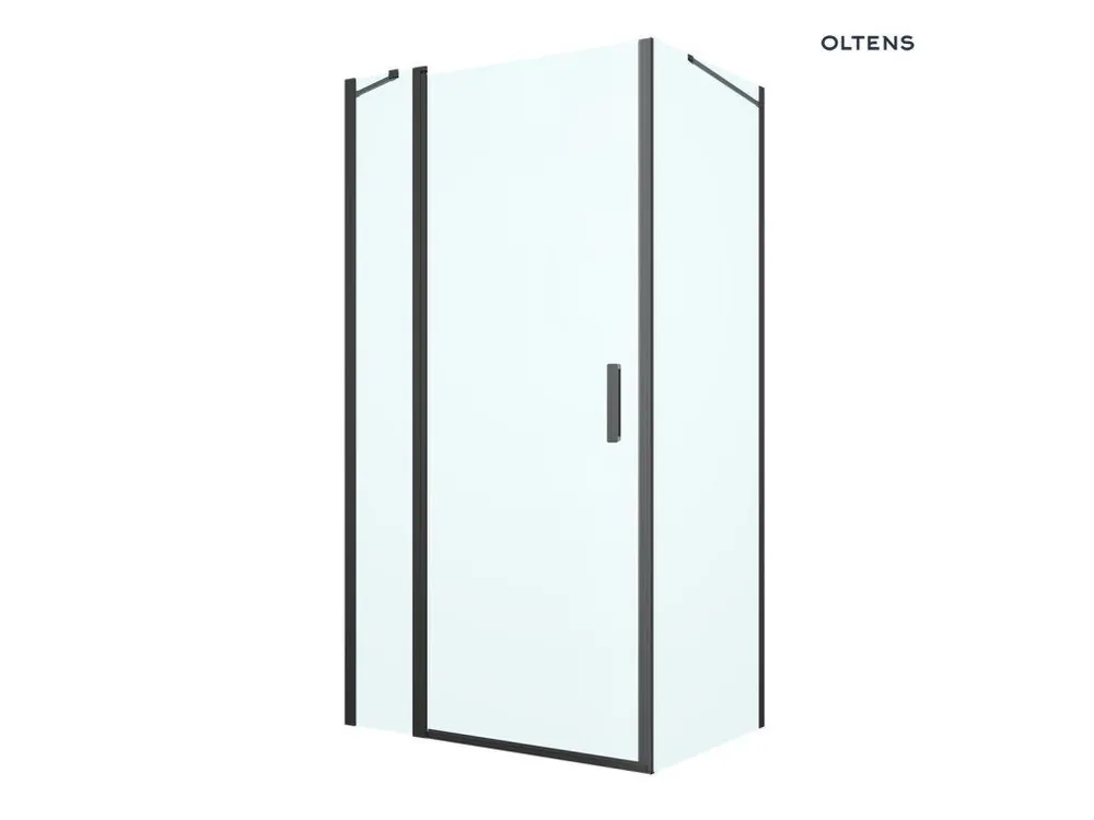 Oltens Verdal sprchový kout 100 x 80 cm, obdélníkový, dveře se zástěnou, matná černá/průhledné sklo, 20209300 Koupit Online