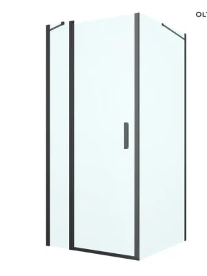Ověřený Oltens Verdal sprchový kout 90x100 cm, obdélníkový, dveře se zástěnou, matná černá/průhledné sklo, 20208300