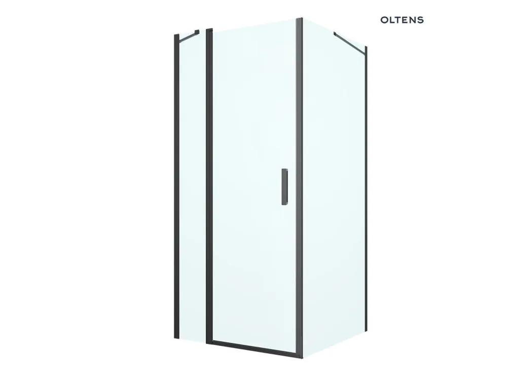 Ověřený Oltens Verdal sprchový kout 90x100 cm, obdélníkový, dveře se zástěnou, matná černá/průhledné sklo, 20208300