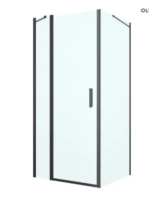 Must-Have Oltens Verdal sprchový kout 90x90 cm, čtvercový, dveře se zástěnou, matná černá/průhledné sklo 20011300