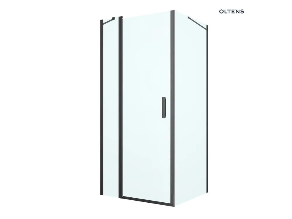 Must-Have Oltens Verdal sprchový kout 90x90 cm, čtvercový, dveře se zástěnou, matná černá/průhledné sklo 20011300