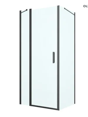 Akční Nabídka Oltens Verdal sprchový kout 90x80 cm, obdélníkový, dveře se zástěnou, matná černá/průhledné sklo 20207300