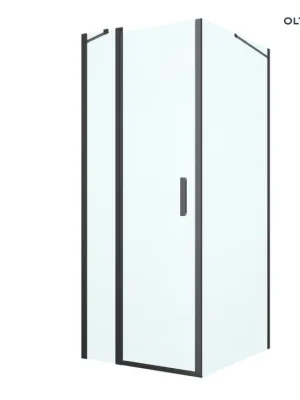Hit Sezóny Oltens Verdal sprchový kout 80x100 cm, obdélníkový, dveře se zástěnou, matná černá / průhledné sklo, 20206300