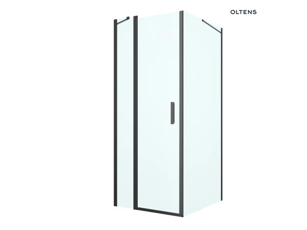 Hit Sezóny Oltens Verdal sprchový kout 80x100 cm, obdélníkový, dveře se zástěnou, matná černá / průhledné sklo, 20206300