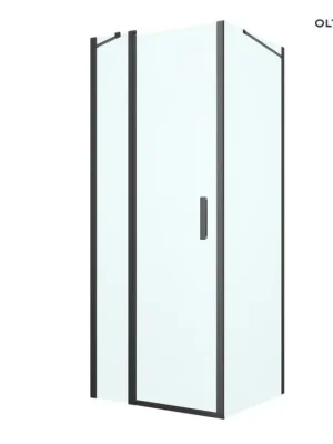Přímo Od Výrobce Oltens Verdal sprchový kout 80x80 cm, čtvercový, dveře se zástěnou, matná černá / průhledné sklo, 20010300