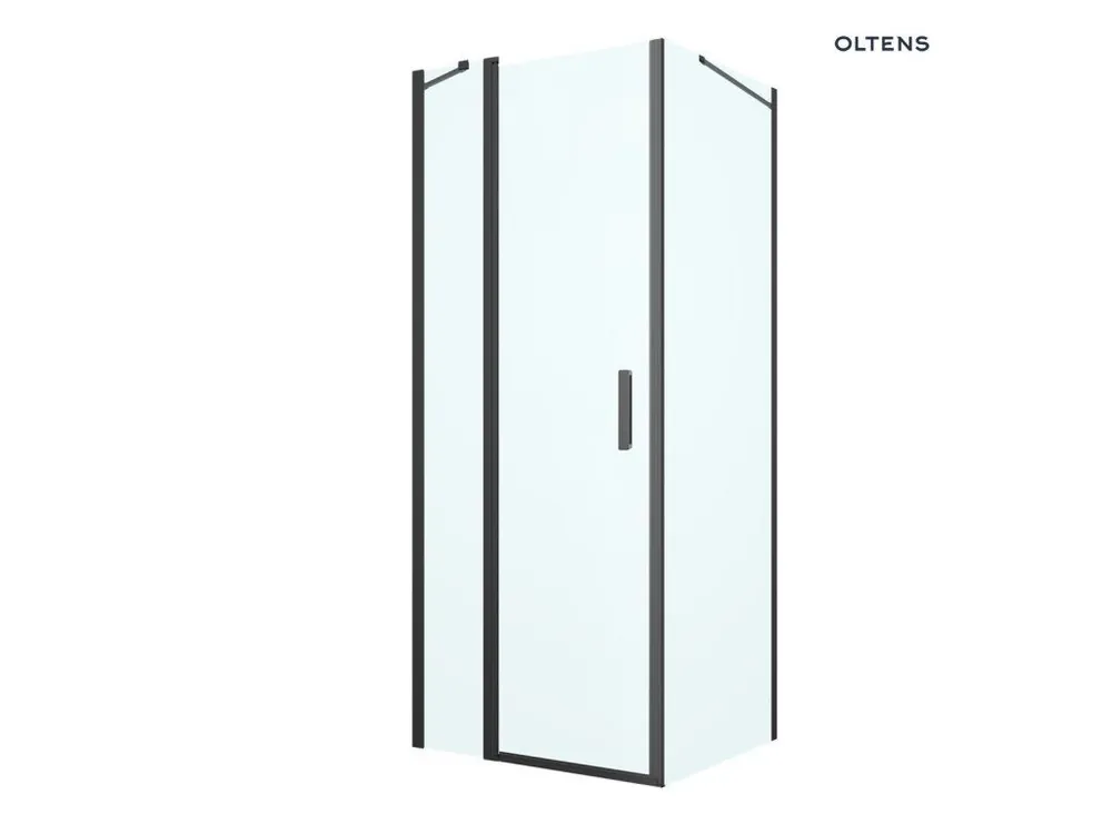 Přímo Od Výrobce Oltens Verdal sprchový kout 80x80 cm, čtvercový, dveře se zástěnou, matná černá / průhledné sklo, 20010300