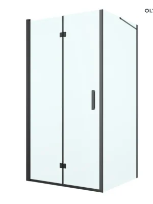 Bezpečná Platba Oltens Hallan sprchový kout 100x100 cm, čtvercový, dveře se zástěnou, matná černá/průhledné sklo, 20009300