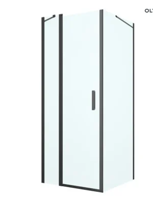 Oltens Hallan sprchový kout 100x90 cm, obdélníkový, dveře se zástěnou, matná černá/průhledné sklo, 20205300 Finální Výprodej