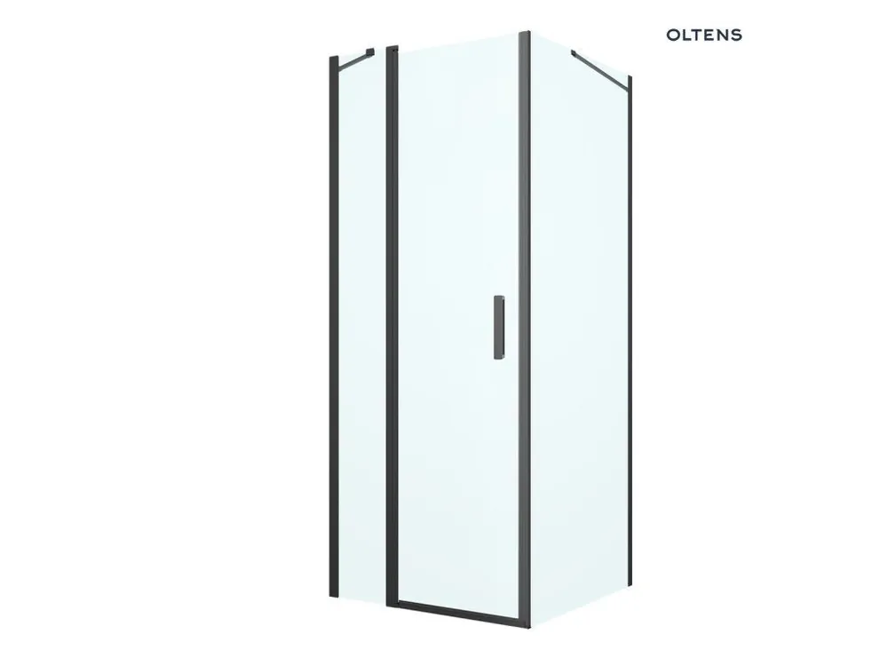 Oltens Hallan sprchový kout 100x90 cm, obdélníkový, dveře se zástěnou, matná černá/průhledné sklo, 20205300 Finální Výprodej
