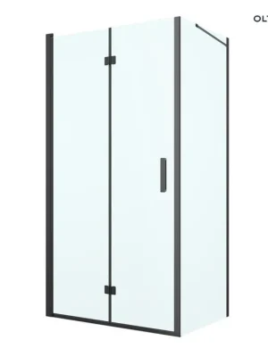 Časově Omezené Oltens Hallan sprchový kout 100x80 cm, obdélníkový, dveře se zástěnou, matná černá/průhledné sklo, 20204300