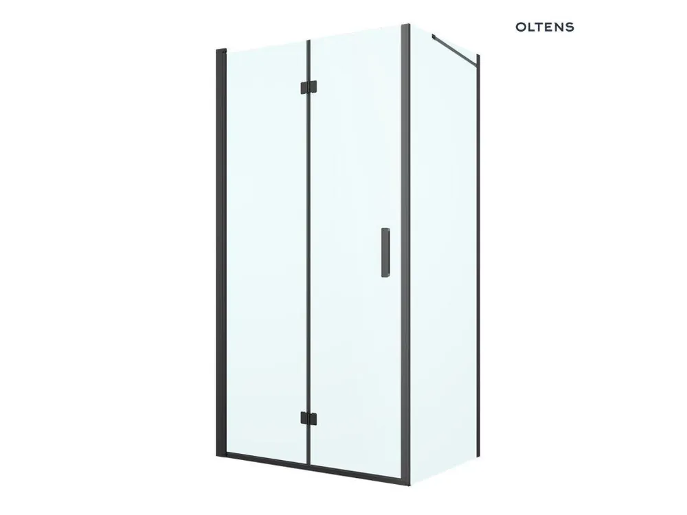 Časově Omezené Oltens Hallan sprchový kout 100x80 cm, obdélníkový, dveře se zástěnou, matná černá/průhledné sklo, 20204300
