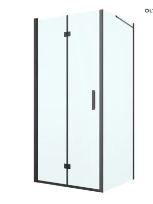Bezpečná Platba Oltens Hallan sprchový kout 90 x 90 cm, čtvercový, dveře se zástěnou, matná černá / průhledné sklo, 20008300