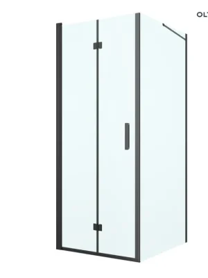 Oltens Hallan sprchový kout 80x100 cm, obdélníkový, dveře se zástěnou, matná černá/průhledné sklo, 20201300 Akční Cena