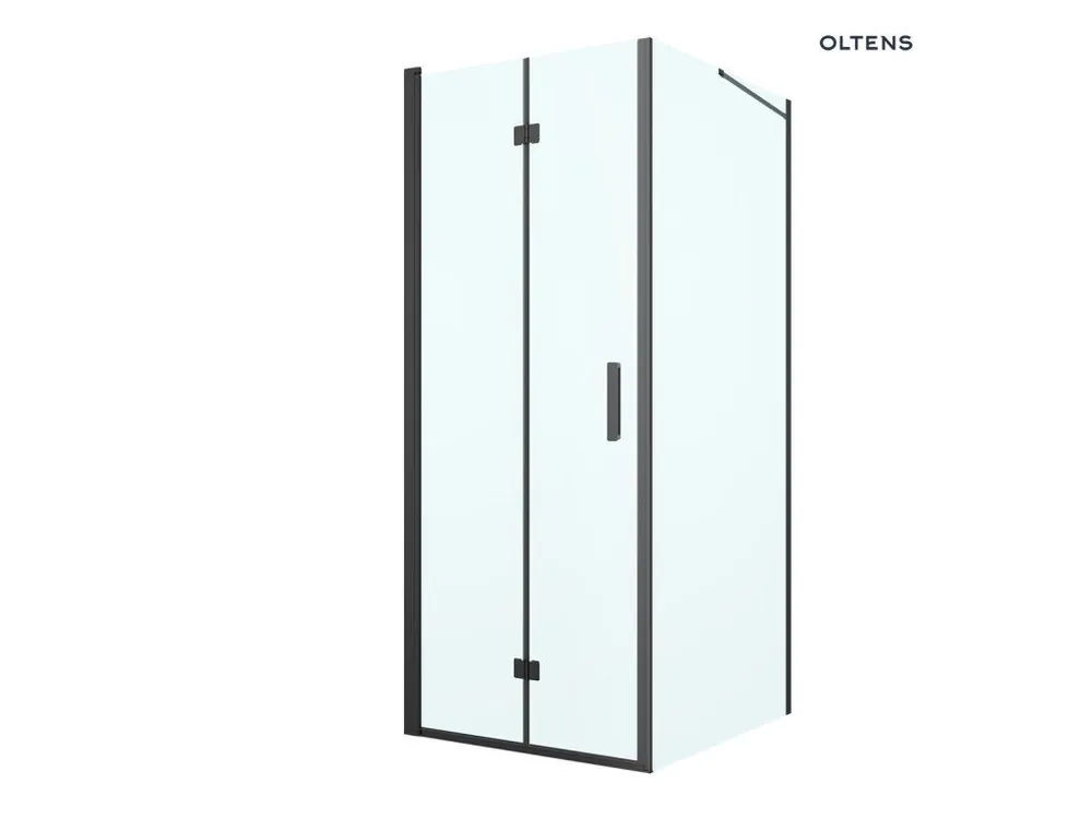 Oltens Hallan sprchový kout 80x100 cm, obdélníkový, dveře se zástěnou, matná černá/průhledné sklo, 20201300 Akční Cena