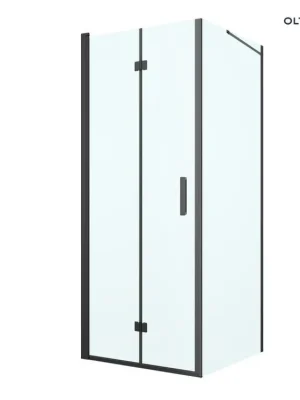 Oblíbený Oltens Hallan sprchový kout 80x90 cm, obdélníkový, dveře se zástěnou, matná černá/průhledné sklo 20200300