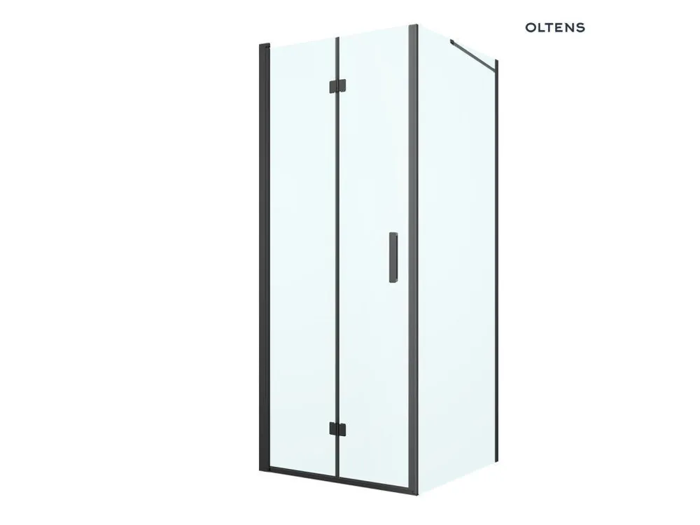 Oblíbený Oltens Hallan sprchový kout 80x90 cm, obdélníkový, dveře se zástěnou, matná černá/průhledné sklo 20200300
