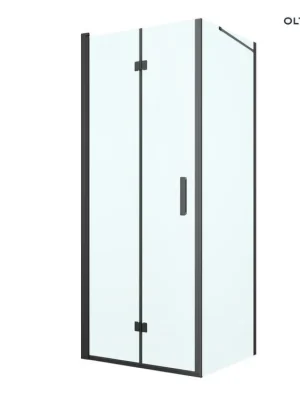 Oltens Hallan sprchový kout 80x80 cm, čtvercový, dveře se zástěnou, matná černá/průhledné sklo, 20007300 Výprodej