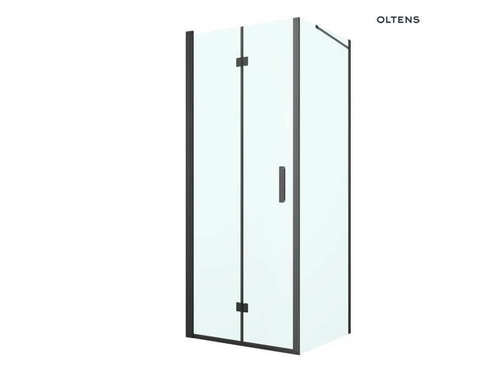 Oltens Hallan sprchový kout 80x80 cm, čtvercový, dveře se zástěnou, matná černá/průhledné sklo, 20007300 Výprodej