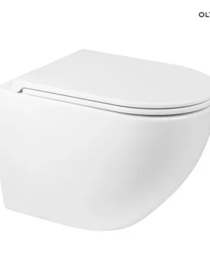 Časově Omezené Set Oltens Hamnes závěsná WC mísa PureRim s prkénkem s pomalým sklápěním, Ovan Slim 42018000
