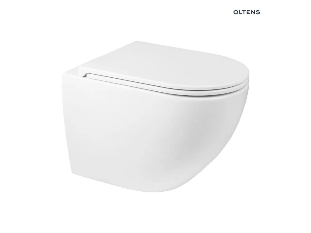 Časově Omezené Set Oltens Hamnes závěsná WC mísa PureRim s prkénkem s pomalým sklápěním, Ovan Slim 42018000