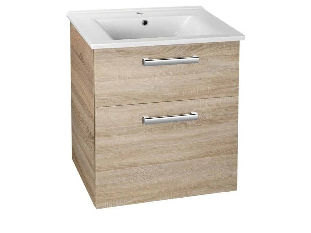 Akce VEGA umyvadlová skříňka 62x72,6x43,8cm, 2x zásuvka, dub platin