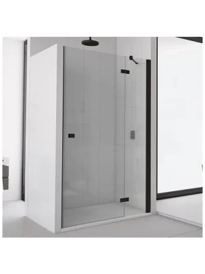 Autentický SANSWISS ANNEA-BLACK LINE jednokřídlé dveře s pevnou stěnou v rovině, černá mat, sklo čiré, AN13/AN13W