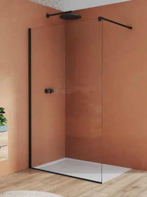 Ronal, WALK-IN Black Line pevná stěna samostatná s vyrovnávacím profilem STR4P, sklo: 07 čiré <span class="product-appendix"> + doprava zdarma + při platbě převodem sleva</span> Cenově Výhodný