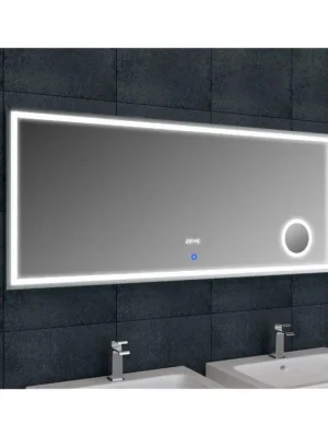 LED zrcadlo LUMI 160x60 cm s hodinami a kosmetickým zrcátkem Víkendová Akce