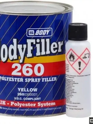 Stříkací tmel BodyFiller® 260 Polyester Filler plnící, žlutý, sprej 1 l Poslední Šance