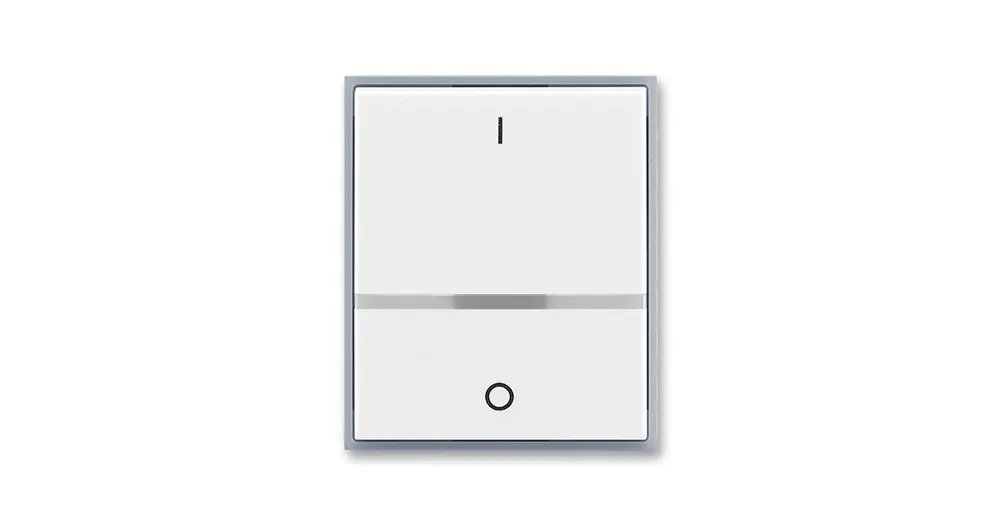 ABB 3558E-A00655 04 Element® Kryt spínače kolébkového s čirým průzorem, s potiskem, bílá / ledová šedá Nová Kolekce