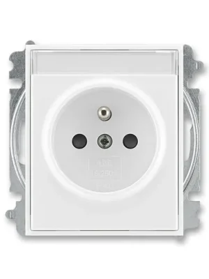 ABB 5519E-A02352 01 Time®, Element® Zásuvka jednonásobná s ochranným kolíkem, s clonkami, s popisovým polem, bílá / ledová bílá Pouze Dnes