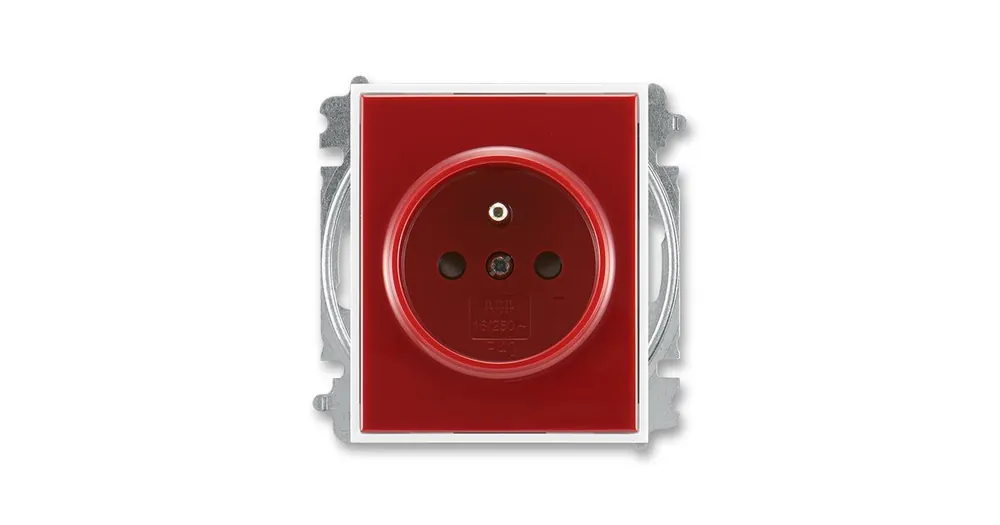 ABB 5519E-A02357 10 Time®, Element® Zásuvka jednonásobná s ochranným kolíkem, s clonkami, karmínová / ledová bílá Ověřený