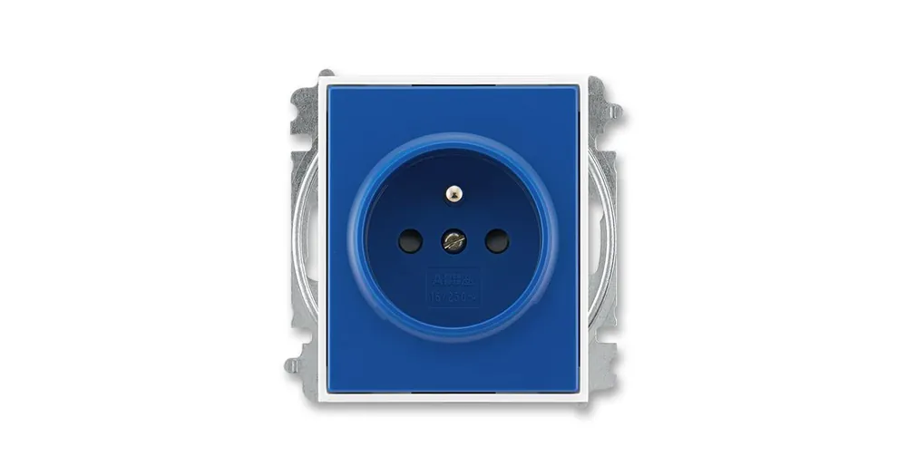 ABB 5519E-A02357 14 Element®, Time® Zásuvka jednonásobná s ochranným kolíkem, s clonkami, modrá / bílá Bezpečná Platba
