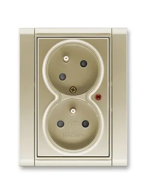 ABB 5593F-C02357 33 Time® Zásuvka dvojnásobná s ochrannými kolíky s natočenou dutinou a s ochranou před přepětím ŠAMPAŇSKÁ Pouze Dnes