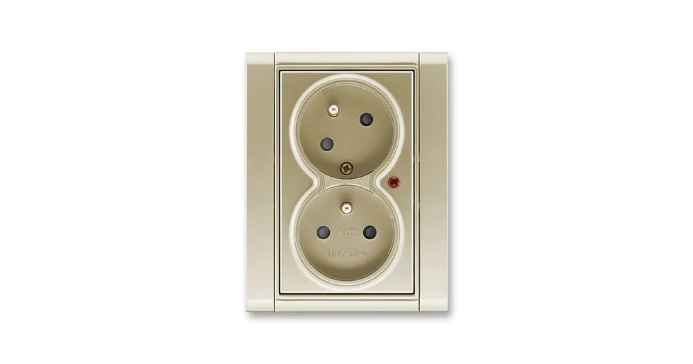 ABB 5593F-C02357 33 Time® Zásuvka dvojnásobná s ochrannými kolíky s natočenou dutinou a s ochranou před přepětím ŠAMPAŇSKÁ Pouze Dnes