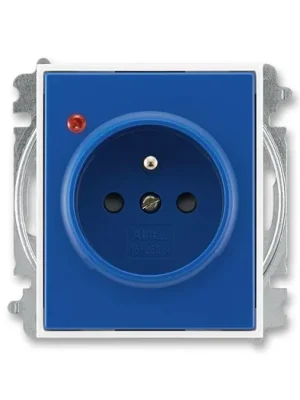 ABB 5599E-A02357 14 Element®, Time® Zásuvka jednonásobná s ochranným kolíkem, s clonkami, s ochranou před přepětím, modrá / bílá Oblíbený