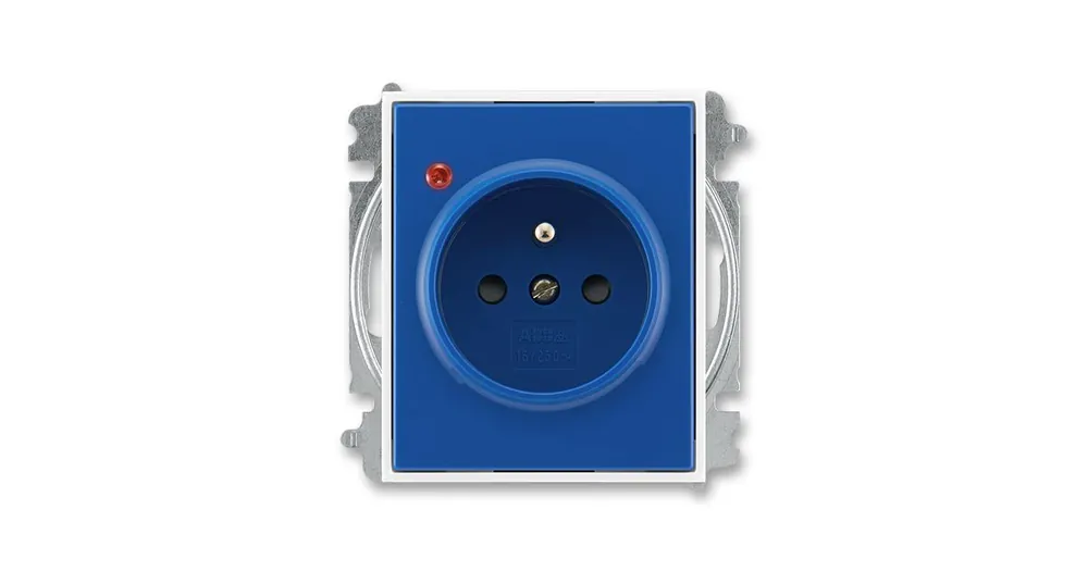 ABB 5599E-A02357 14 Element®, Time® Zásuvka jednonásobná s ochranným kolíkem, s clonkami, s ochranou před přepětím, modrá / bílá Oblíbený
