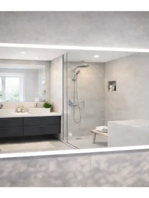 Velké LED zrcadlo 160x65 cm s meteostanicí | Luxusní design Must-Have