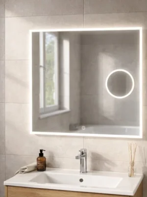 LED zrcadlo Aura Focus 60x65 cm | Nastavitelná chromatičnost a 5x lupa Výhodná Nabídka