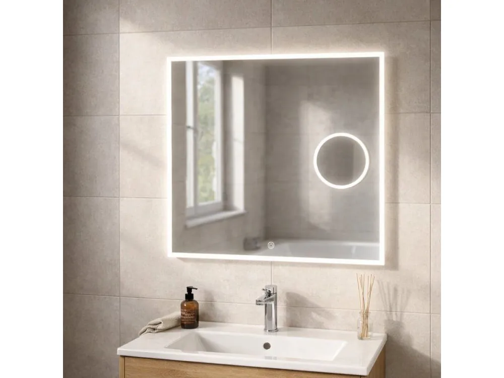 LED zrcadlo Aura Focus 60x65 cm | Nastavitelná chromatičnost a 5x lupa Výhodná Nabídka