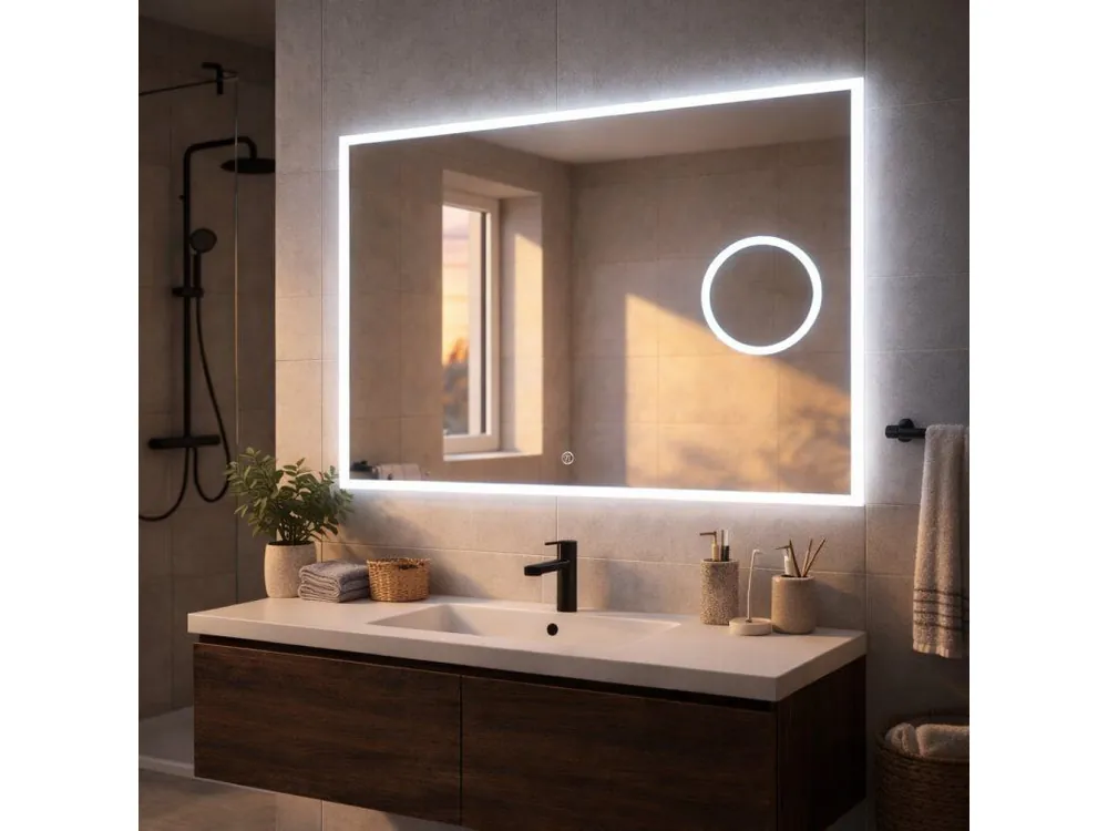 LED zrcadlo Aura Focus 100x65 cm | Nastavitelná chromatičnost a 5x lupa Super Cena