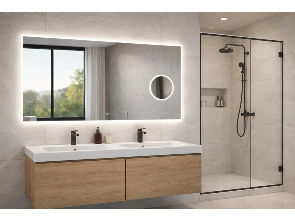 Doprava Zdarma LED zrcadlo Aura Focus 120x65 cm | Nastavitelná chromatičnost a 5x lupa